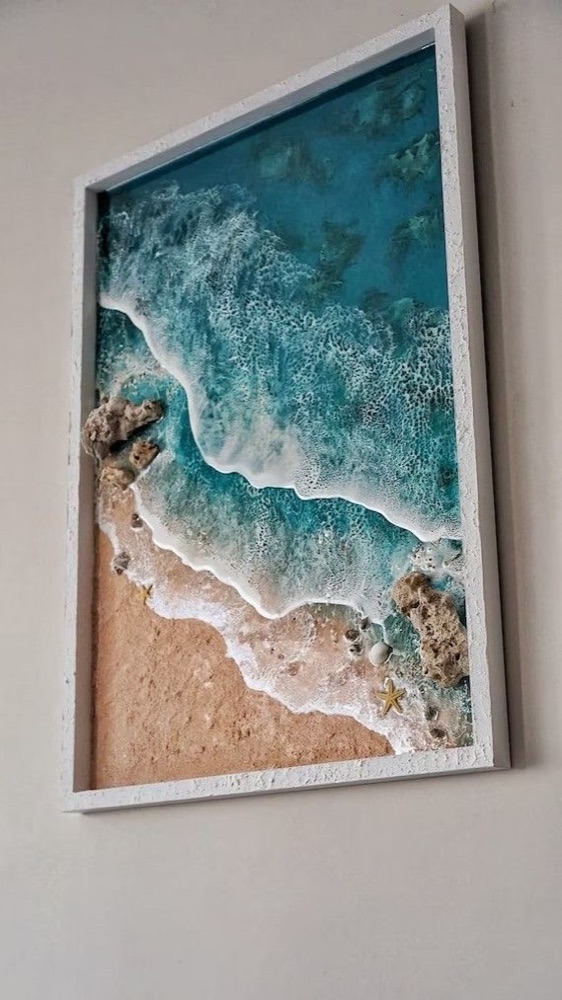 A framed ocean-wave resin seascape for the wall